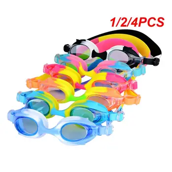 1/2/4PCS Мультяшные очки для плавания для детей Водонепроницаемые очки для плавания с защитой от запотевания Силиконовые очки Детское плавательное снаряжение