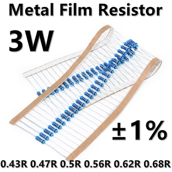 (10 шт.) 3 Вт Металлический пленочный резистор 1% пятицветный кольцевой прецизионный резистор 0.43R 0.47R 0.5R 0.56R 0.62R 0.68R Ом