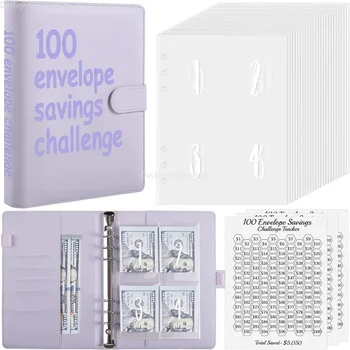 100 Envelopes Challenge Скоросшиватель, A5 Money Saving Budget Binder с наличными конвертами - Savings Challenges Book To Save $5,050