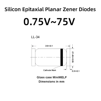 1000 шт./лот стабилитрон 51 В LL34 ZMM51, 0,5 Вт, стеклянный диод, кремниевые эпитаксиальные планарные стабилитроны