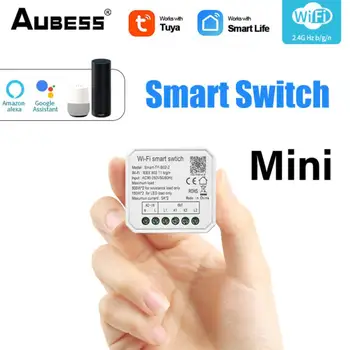 10A Tuya Smart WiFi Switch 1/2gang Переключатель управления Mini Smart Breaker Smart Life App Поддержка пульта дистанционного управления Alexa Google Home