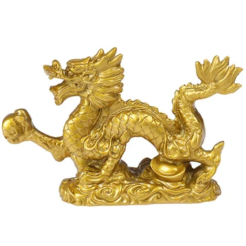 1Pc Хороший Счастливый Дракон Китайский Двенадцать Зодиаков Статуя Золотая Статуя Дракона Животные Скульптура Статуэтки Украшение рабочего стола