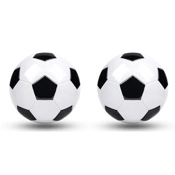 2 шт. Размер 5 Профессиональные тренировочные футбольные мячи Черный Белый Футбол Футбол Кожа ПВХ