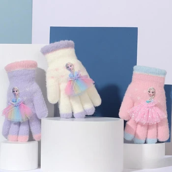 2023 Новые перчатки Disney Frozen 2 для девочки и мальчика Осенне-зимняя перчатка Elsa Нескользящая дышащая варежка Рождественский подарок