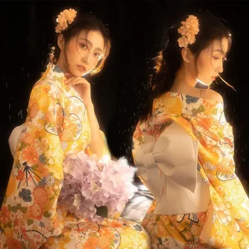 22 Стили Кимоно для женщин Японское традиционное кимоно Косплей Платье Гейша Юката Лето Длинный халат Femme Фотография Одежда