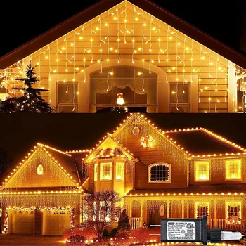 24V Safety Icycle Lights Светодиодные рождественские огни для дома 2024 Уличная гирлянда на доме Новогодние украшения 2024 Бесплатная доставка