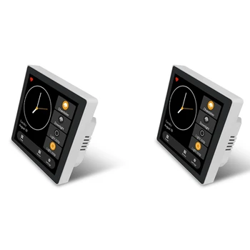 2X Tuya Smart Home Multiple Zigbee Smart Home Control Panel 4-дюймовая панель переключателей Встраиваемый в стену сенсорный экран для Home-EU Plug