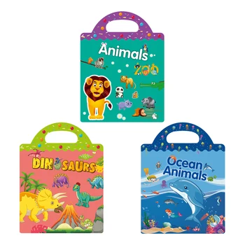 3 шт. Обучающая игрушка для мальчиков и девочек Развивающие подарки для малышей Животные Динозавры Стикер Книги Многоразовые Океан Чистый День Рождения 3D Статический