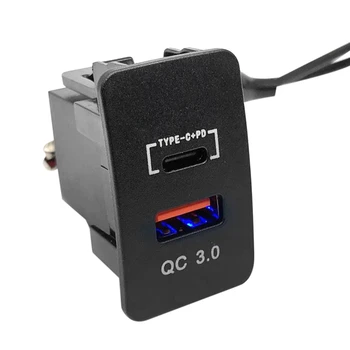 36 Вт Двойной USB Адаптер быстрого зарядного устройства QC3.0 Тип C + PD Разъем приборной панели Светодиодный вольтметр для Honda CIVIC Accord HR-V JAZZ CITY