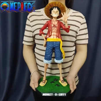 42,5 см One Piece Monkey D. Luffy Соломенная шляпа Gk Большой 1/4 Большой смайлик Аниме Фигурки Кукла Статуя Модель Орнамент Декоративная игрушка Подарок
