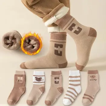 5 пар Мультяшный Медведь Детские Носки Модные Дышащие Удобные Теплые Носки Симпатичные Утолщенные Детские Носки