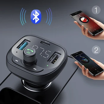 50 Вт Автомобильное зарядное устройство USB A Type C PD QC Быстрая зарядка FM Bluetooth 5.0 Передатчик для телефона прикуривателя iPhone