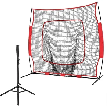 7×7Ft Бейсбольная тренировочная сетка для софтбола с набором для футболки Портативная сетка для ударов и питчинга Прочная тренировочная барьерная сетка с отскоком