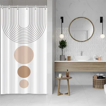 90x180 см Скандинавская абстрактная занавеска для душа Водонепроницаемый полиэстер Геометрические полосатые круглые занавески для ванны для декора ванной комнаты