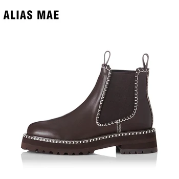 ALIAS MAE ROMA Короткие сапоги Осень 2023 Классика Размер 35-42 Элегантные женские нескользящие кожаные ботинки челси с круглым носком
