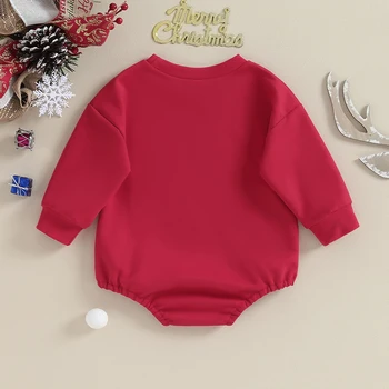 Baby Cute Romper Long Sleeve Crew Neck Letters Print Fall Bodysuit Одежда для девочек и мальчиков Рождество