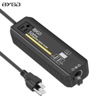 BYGD Преобразователь питания 100-240 В в 12 В переменного тока в постоянный Адаптер 120 Вт Гнездо прикуривателя 10 А 2 USB-порта Адаптер Type-C Преобразователь