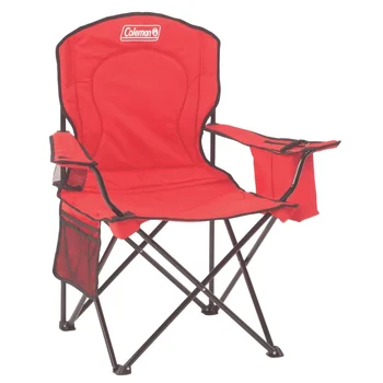 Coleman Cooler Quad Chair - Красный стул для кемпинга, складной стул для уличной мебели | США | Новые функции