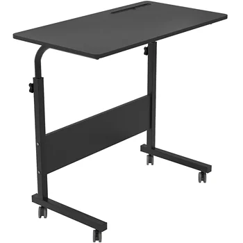 DlandHome 31,5-дюймовый приставной столик среднего размера, регулируемый C-образный стол, подвижный со слотом для планшета и колесами, портативная подставка для