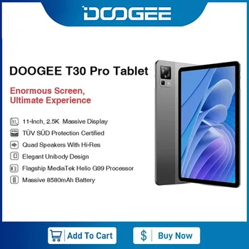 DOOGEE T30 Pro Tablet 11'' 2.5K Сертифицированный TÜV 8 ГБ 256 ГБ MediaTek Helio G99 8580 мАч 20 МП Основная камера Четыре динамика Android 13