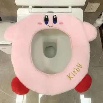 Kawaii Anime Star Kirby Cartoon Pluche Winter Warm Toilet Seat Cover Mat Badkamer Wc Pad Kussen Zachte Wasbare Аксессуары