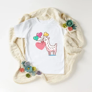 Kawaii Детские футболки Забавная милая овечка с принтом Футболка для малышей Летняя мода с коротким рукавом Хлопок Футболка для девочек