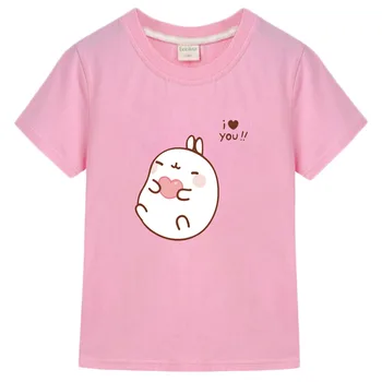 Kids Cute Rabbit Molang Футболки для девочек Cartoon Piupiu Футболка Одежда для мальчиков Летняя детская одежда Топы 100% хлопок