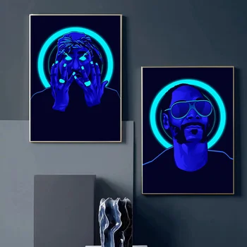 Neonblue Рэпер Холст Задыхающийся 2Pac Хип-хоп певец Плакаты и принты Абстрактные настенные картиныPer Sonalized Bar KTV Настенный декор