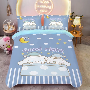 Sanrio Комплект постельного белья для детей 3D мультфильм напечатанный аниме рисунок прекрасный Cinnamoroll спальня кровать пододеяльник постельное белье теплые текстильные комплекты
