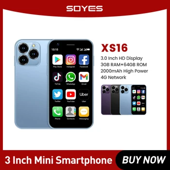 SOYES XS16 Маленький телефон Мини-смартфоны 3-дюймовый четырехъядерный 3 ГБ + 64 ГБ 4G LTE Мобильный телефон Android 10.0 Две SIM-карты в режиме ожидания 2000 мАч 5 МП