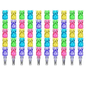 Stacker Swap Pencils - Штабелируемые пластиковые карандаши Bear - Цветные карандаши 5 в 1