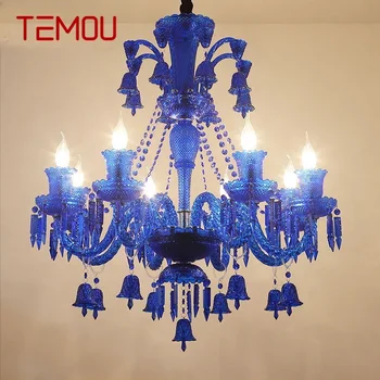 TEMOU Роскошный стиль Хрустальный подвесной светильник Европейская лампа для свечей Искусство Гостиная Ресторан Спальня Вилла Люстра