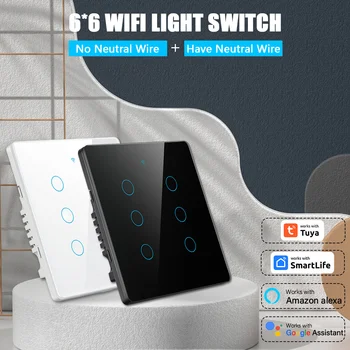 Tuya WIFI Smart Switch Brazil 4X4 Smart Home Сенсорная панель 4/6 Gang Выключатель света Smart Life Control для Alexa Home