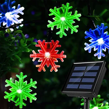 Y2K Солнечные рождественские огни Снежинки Многоцветные рождественские огни на солнечных батареях Открытый водонепроницаемый светодиод для рождественской елки 325