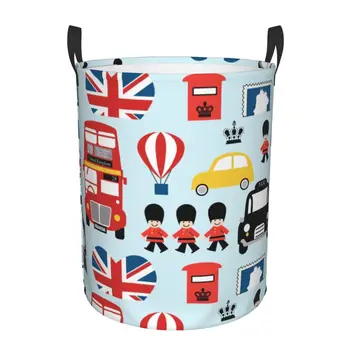 Британский флаг Лондон Красный автобус Автомобиль Логотип Корзина для белья Складная корзина для одежды для детской детской корзины для хранения игрушек