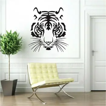 Виниловые наклейки на стены с животными, наклейки для украшения домашней гостиной и спальни, стильные наклейки с головой тигра, украшение стены зоопарка dw02