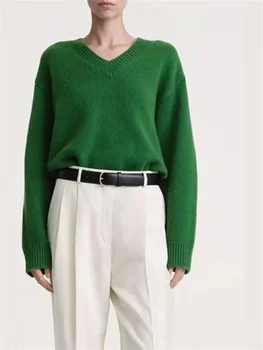 Вязаный свитер для женщин 2023 Новый весенний пуловер из смесовой шерсти свободного кроя Повседневная мода с длинным рукавом