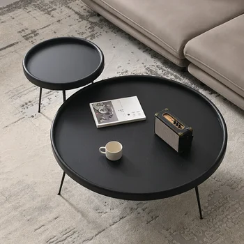Деревянный дизайнерский журнальный столик Современный круглый античный черный минималистичный приставной столик в центре прихожей Meubles De Salon Мебель для гостиной