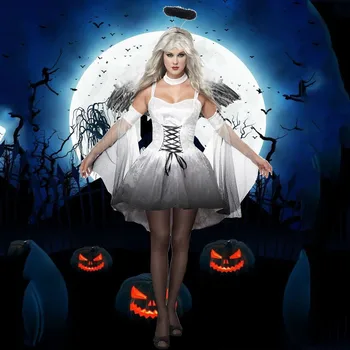 женское платье Костюмы на Хэллоуин для девочек Черный дьявол ангел пачка платье с крыльями рога дети злая ведьма наряд бальное платье одежда