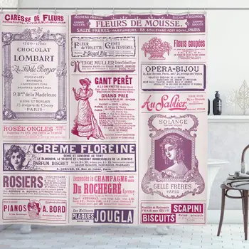 Занавеска для душа,Исторический эскиз Французской революции с Наполеоном и женщиной в саду,Занавеска для ванной комнаты с крючками