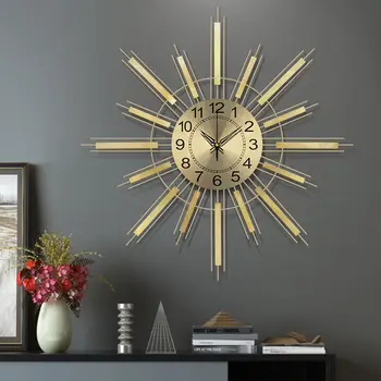 Золотая большая стена для часов Минималистичный роскошный металлический настенный механизм для часов Дизайн дома Домашние часы Relogio de Parede Настенный декор NU