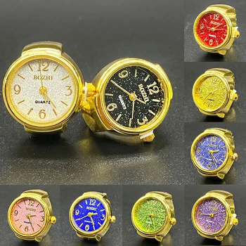 Золотые винтажные панк кварцевые настольные часы кольцо для женщин и мужчин готические часы кольца цифровые часы эластичные эластичные кольца ювелирные изделия подарок
