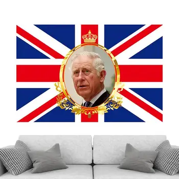 Коронационный флаг короля Чарльза 5 футов X 3 фута Британский флаг короля Карла III Полиэстеровый двор Садовый флаг для новой коронации короля 2023