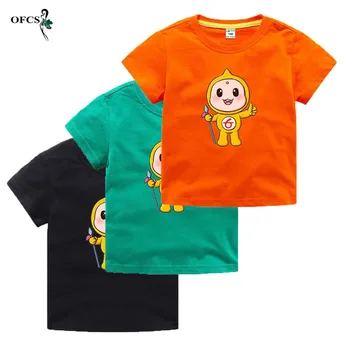 Летние футболки для мальчиков от 2 до 14 лет Мода для девочек с короткими рукавами Мультяшный узор Рубашки Детские хлопковые топы Детская одежда