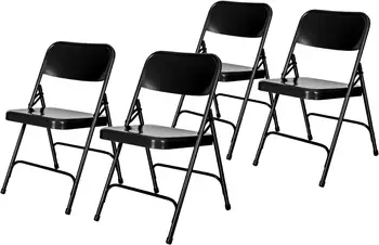 Мебель Сверхмощный стальной складной стул с двойным шарниром для наружного и внутреннего пространства, столовой и вечеринки, 4 шт.