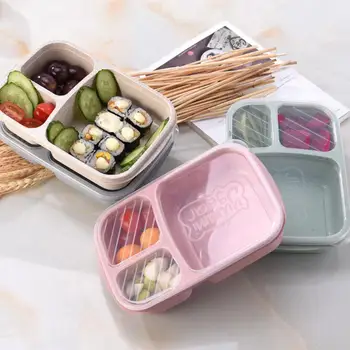 Микроволновая печь Ланч-бокс Пшеничная солома Посуда Контейнер для хранения продуктов Детский детский школьный офис Портативная сумка для обеда Bento Box