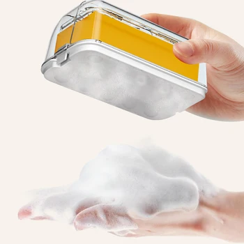 Многофункциональная мыльная пузырь-коробка Пенопластовый барботер портативный для мытья с крышкой Стиральное мыло Сливные ящики Бытовой ящик для хранения