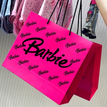 Модный бумажный пакет Барби Подарок с ручками Kawaii Портативные ювелирные изделия высокой емкости День рождения Свадебная вечеринка Favors Сумочка