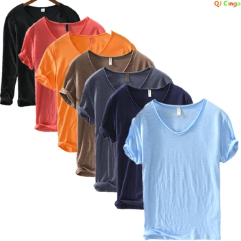 Новая осень Однотонная футболка с длинными рукавами Мужская повседневная футболка с низом Мужская хлопковая футболка с круглым вырезом Белый синий топы и футболки