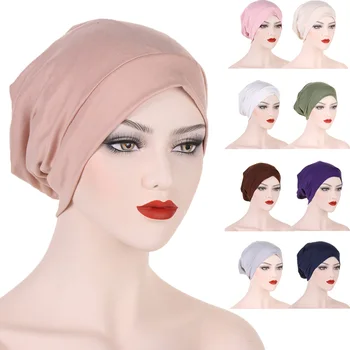 Новый мусульманский хиджаб тюрбан женский химио-шапочка атласная шапочка на подкладке ночной колпак сон спящий боннат шапка от выпадения волос головной убор тюрбан Mujer